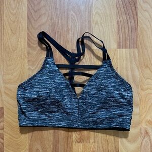 Victoria's Secret Black and Gray Strappy Sports Bra